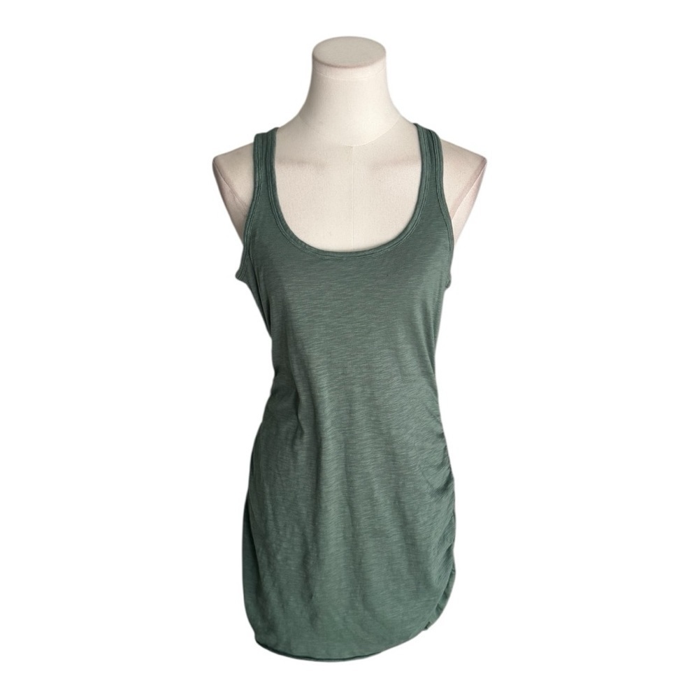 PRANA Green Bella Falls Dress Mini Casual Racerback Ruched Side Tank Top Size S